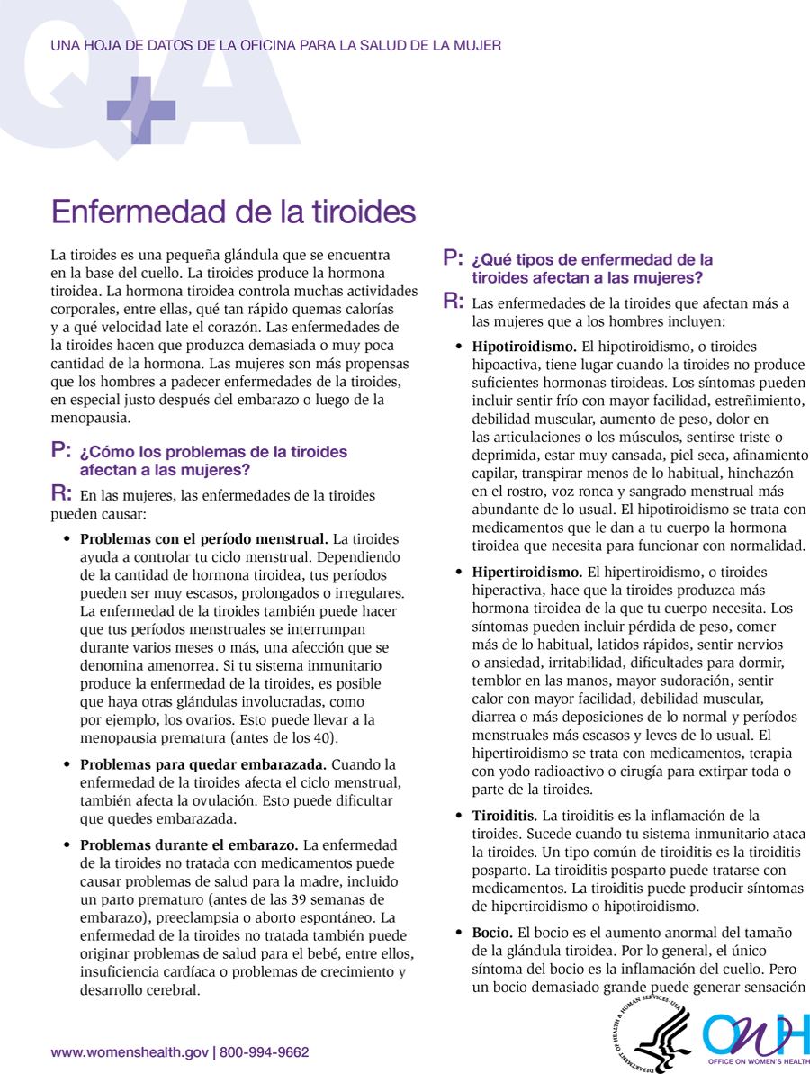 Hoja de datos sobre la enfermedad de la tiroides